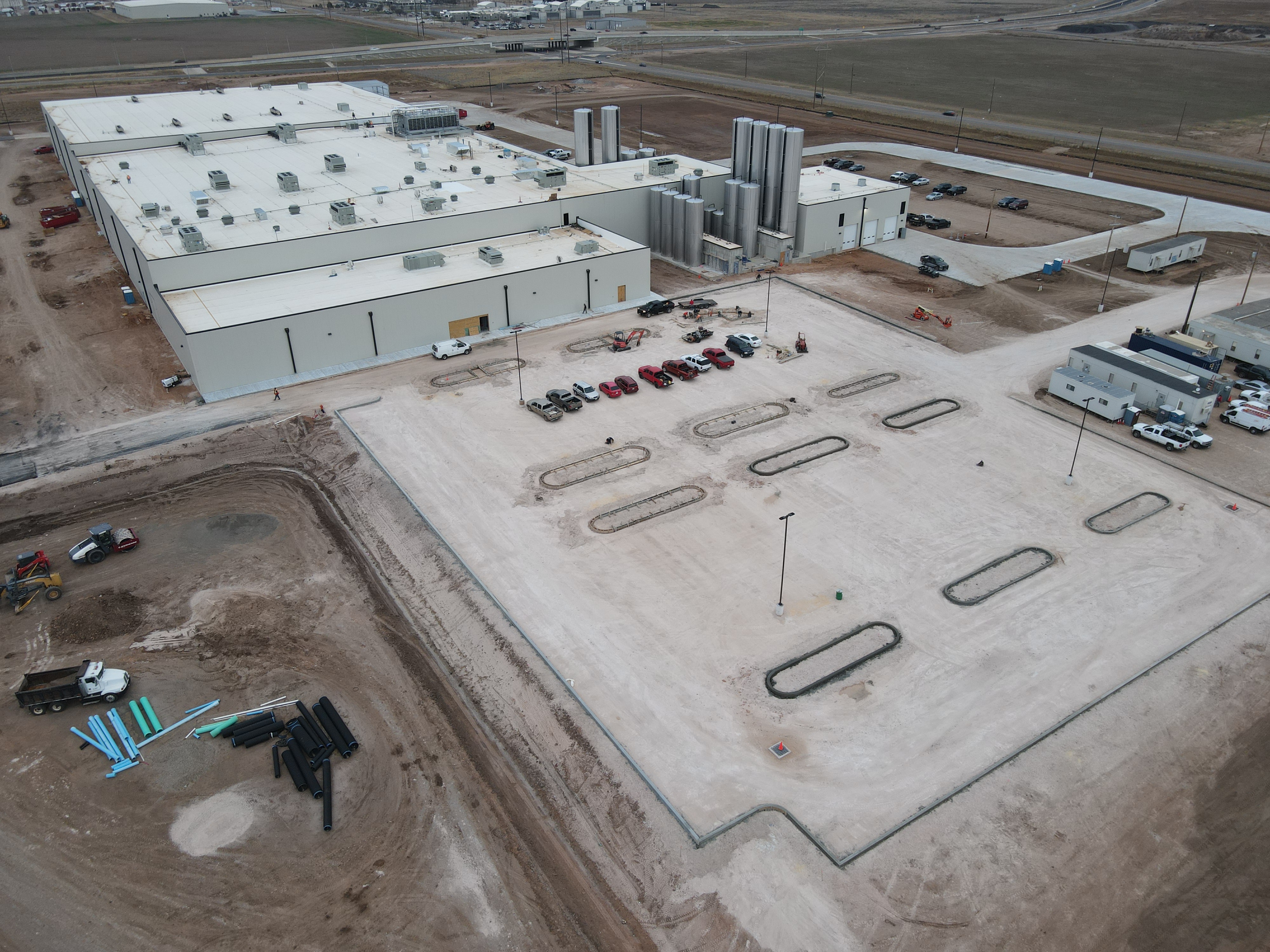 Later construction, northeast aerial