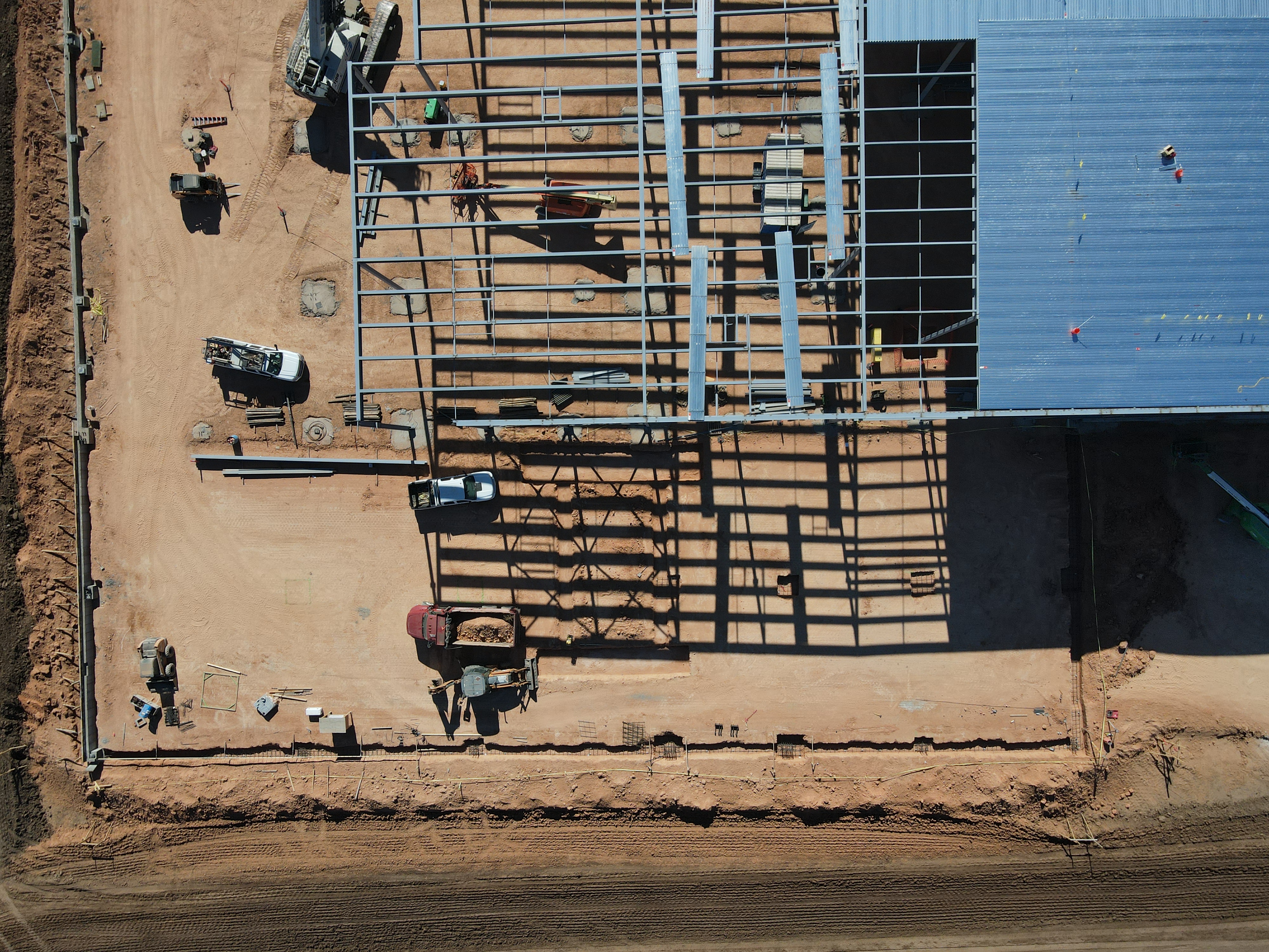 Roofing and steel, top view