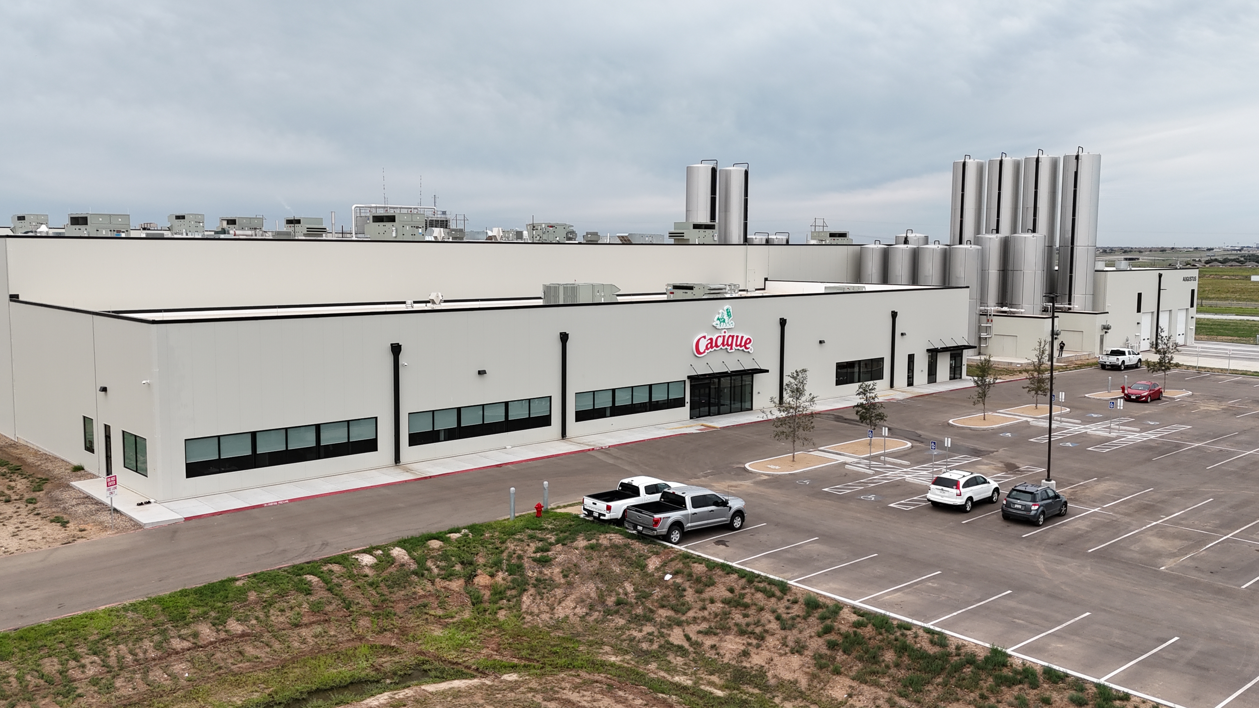 Front elevation, overcast day