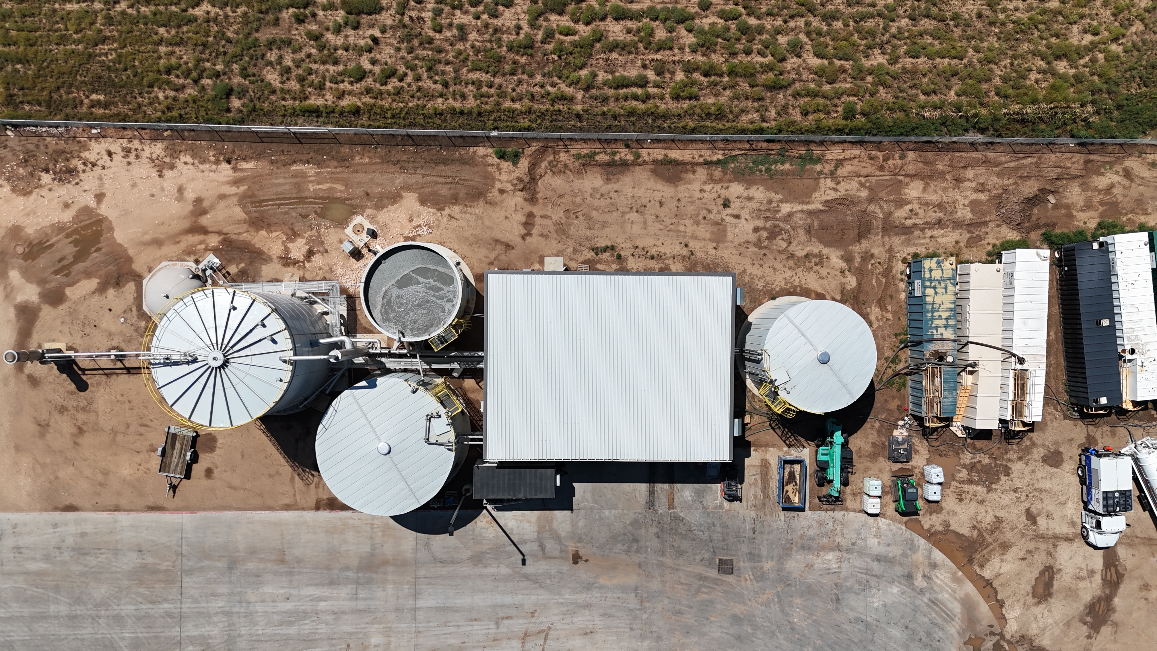 Wastewater treatment plant, vertical aerial