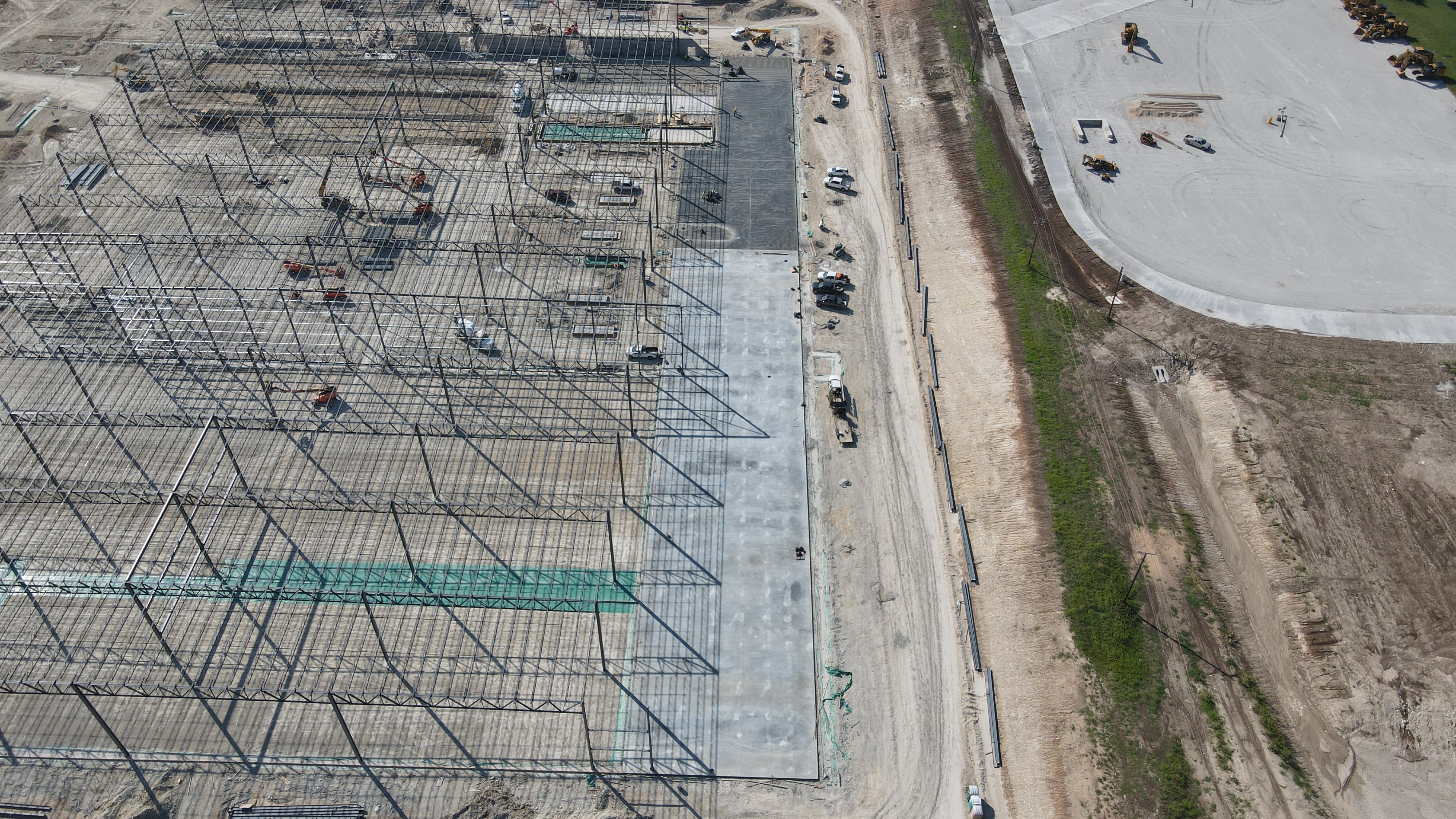 Structural steel grids with long span joists.